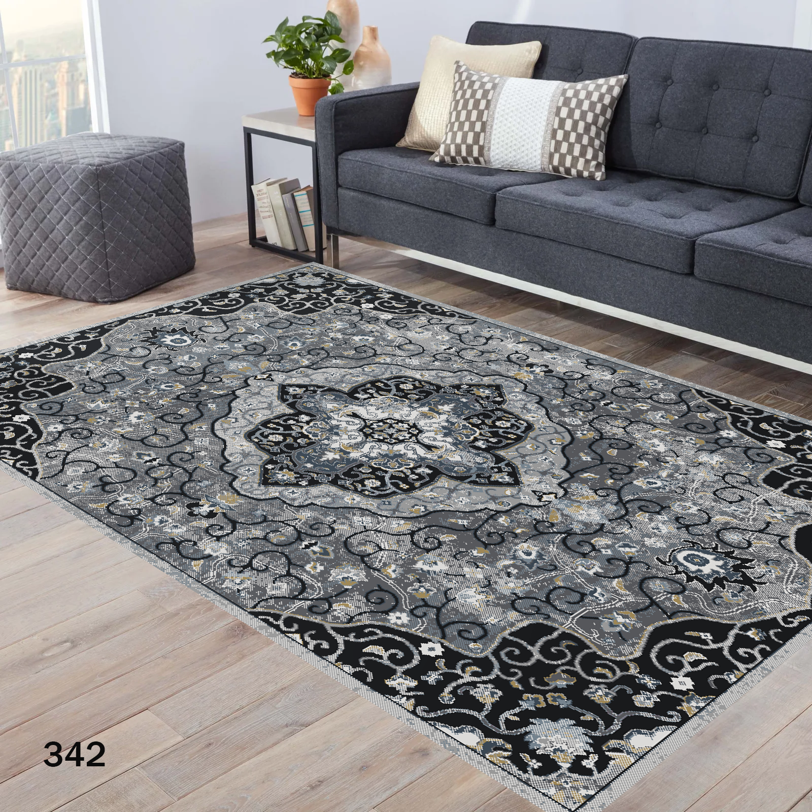 روفرشی طرح فرش نقش گل های سنتی کد 342
