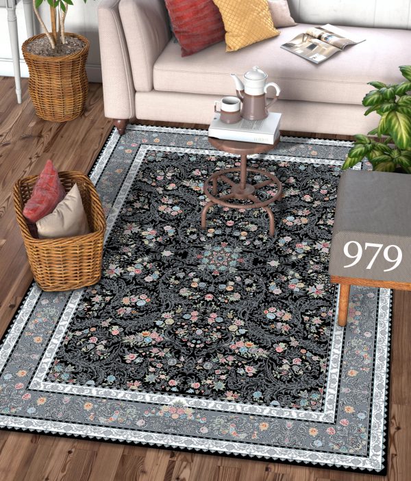 روفرشی طرح فرش گل های سنتی رنگی کد 979