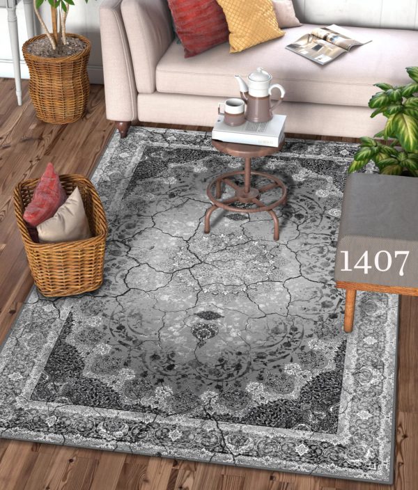روفرشی طرح فرش گل سنتی و ترک کد 1407