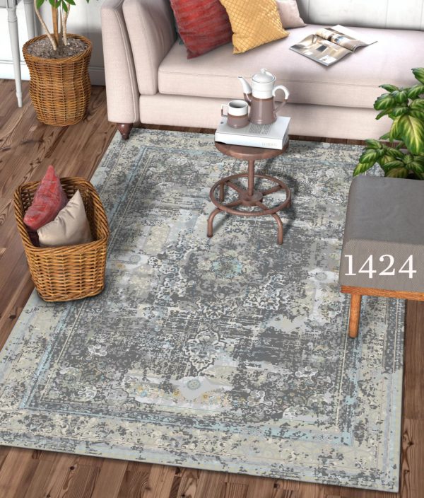 روفرشی طرح فرش پتینه و گل سنتی کد 1424